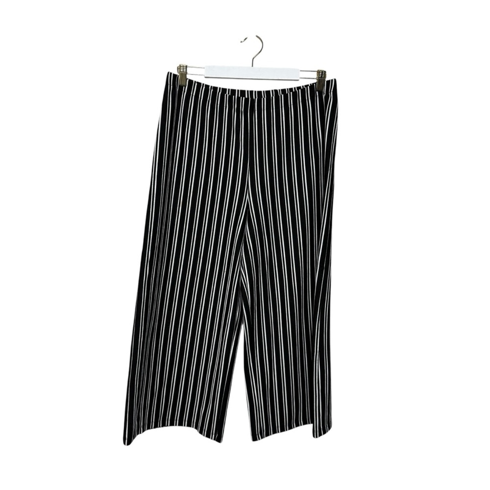 Wild Fable Pull On SZ L Striped Culottes Cropped Wide Leg Pants Comfort Beach
